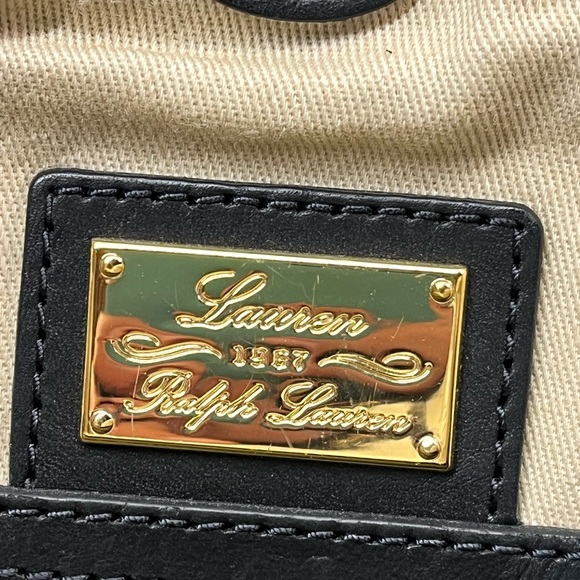 LAUREN Ralph Lauren | Nylon/ Leather Equestrian Wellington Bag Purse Tote Black - Picture 6 of 6